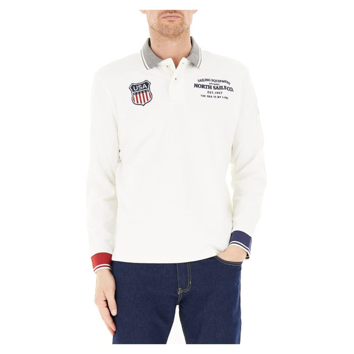 NORTH SAILS POLO LONG SLEEVE GRAPHIC - Bianco - immagine principale