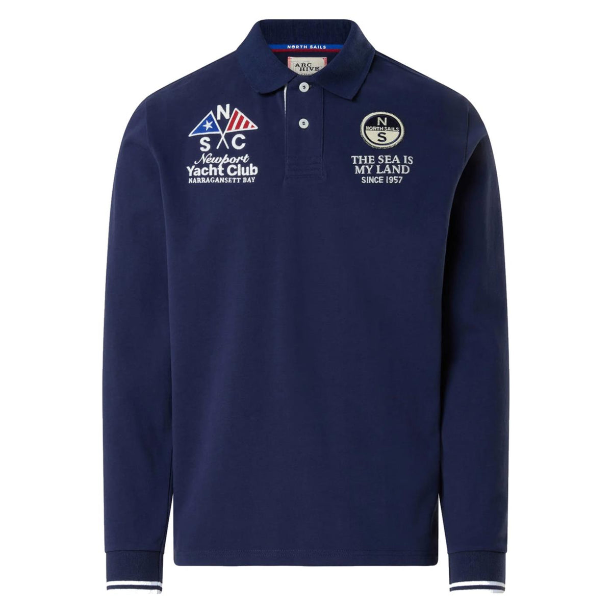 NORTH SAILS POLO LONG SLEEVE GRAPHIC - Blu - vista 3