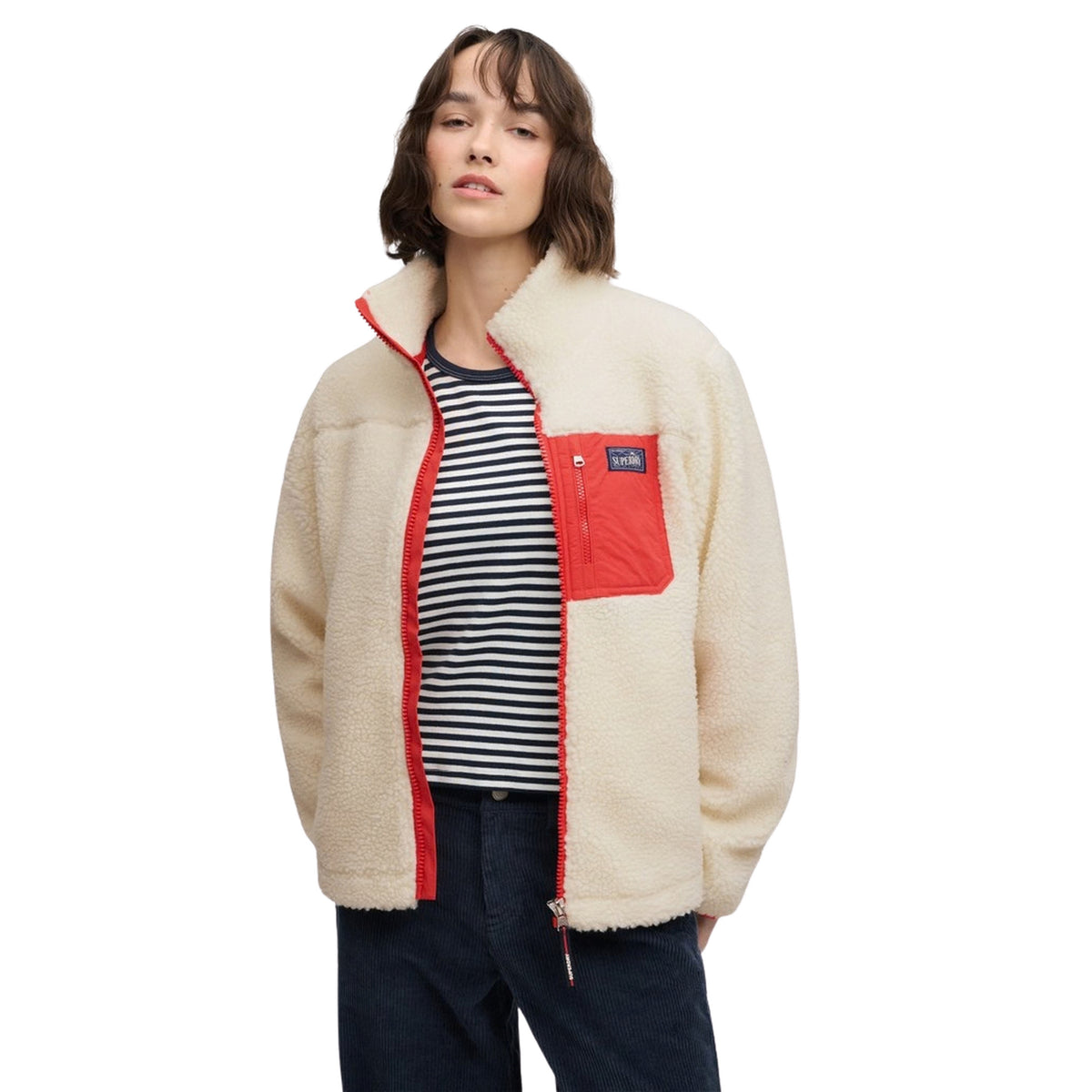 SUPERDRY WOMAN HERITAGE ZIP FLEECE - Beige - immagine principale