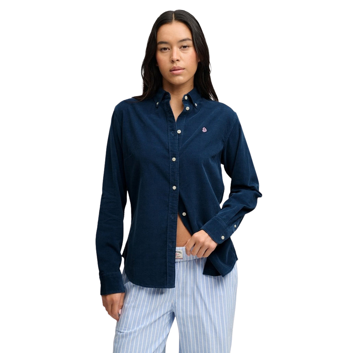 SUPERDRY W NEEDLE CORD BD LS SHIRT - Blu - immagine principale
