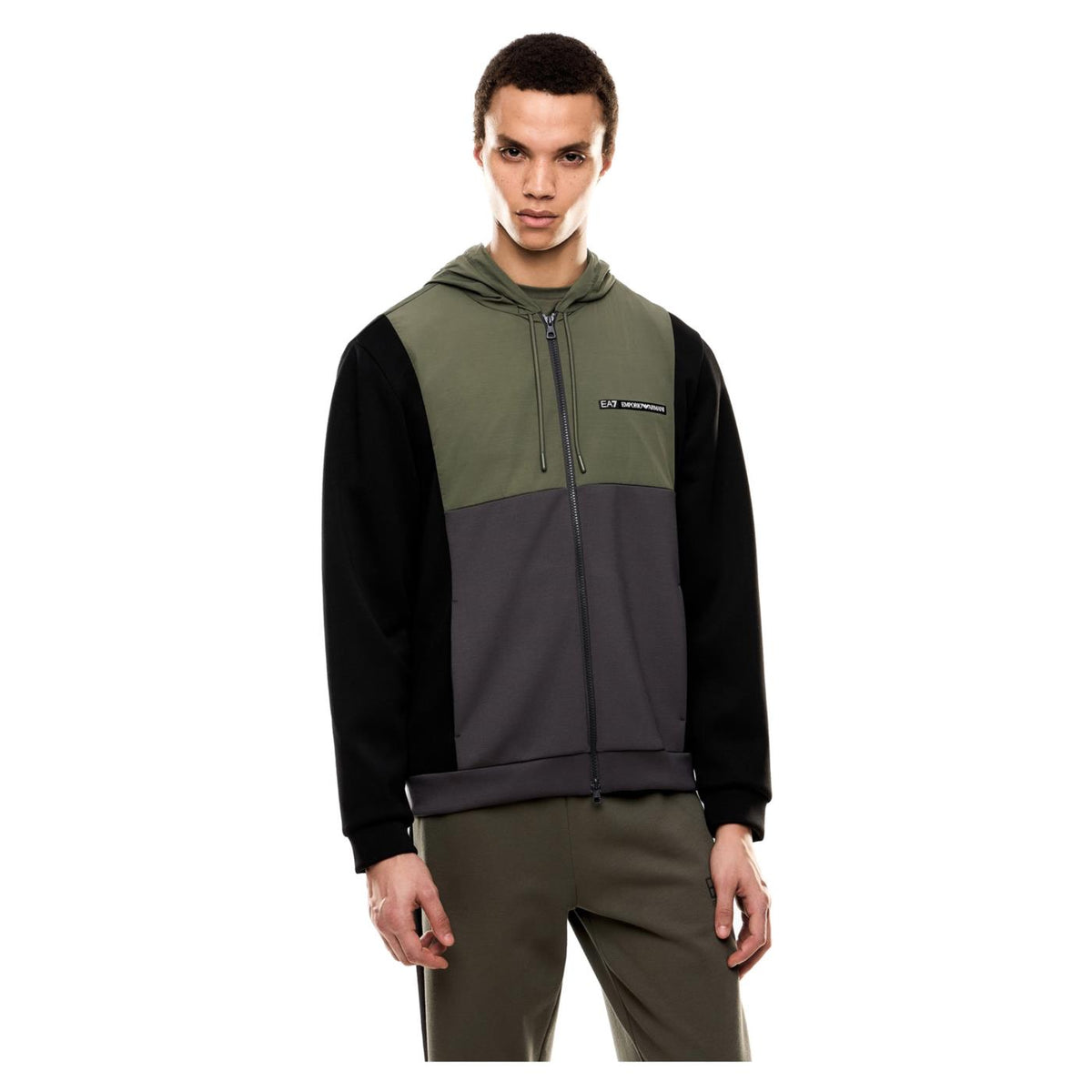EMPORIO ARMANI 7 EA7 COLOUR BLOCK HOODIE FZ - seconda immagine