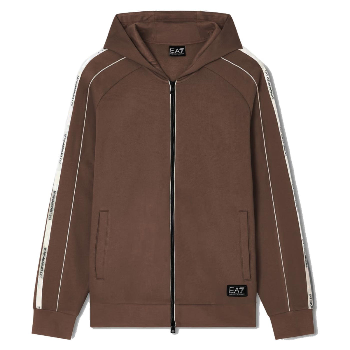 EMPORIO ARMANI 7 EA7 TRAIN LOGO TAPE HOODIE FZ - Marrone scuro - immagine principale