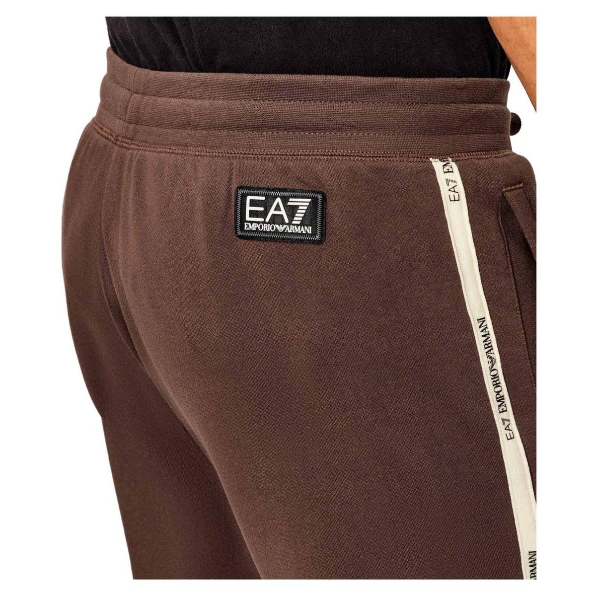 EMPORIO ARMANI 7 EA7 TRAIN LOGO TAPE PANTS - Marrone scuro - vista 4