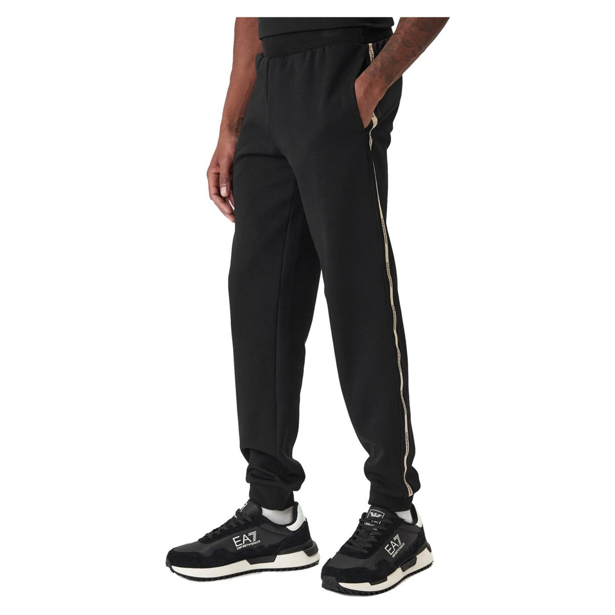 EMPORIO ARMANI 7 EA7 TRAIN LOGO TAPE PANTS