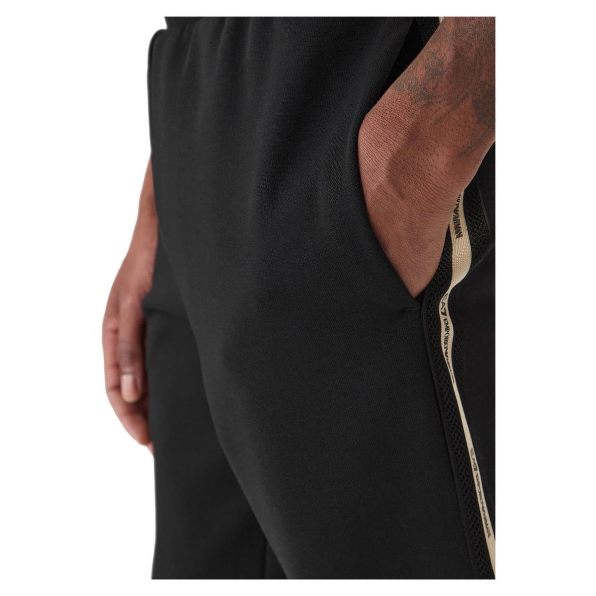 EMPORIO ARMANI 7 EA7 TRAIN LOGO TAPE PANTS - C1-nero - vista 3