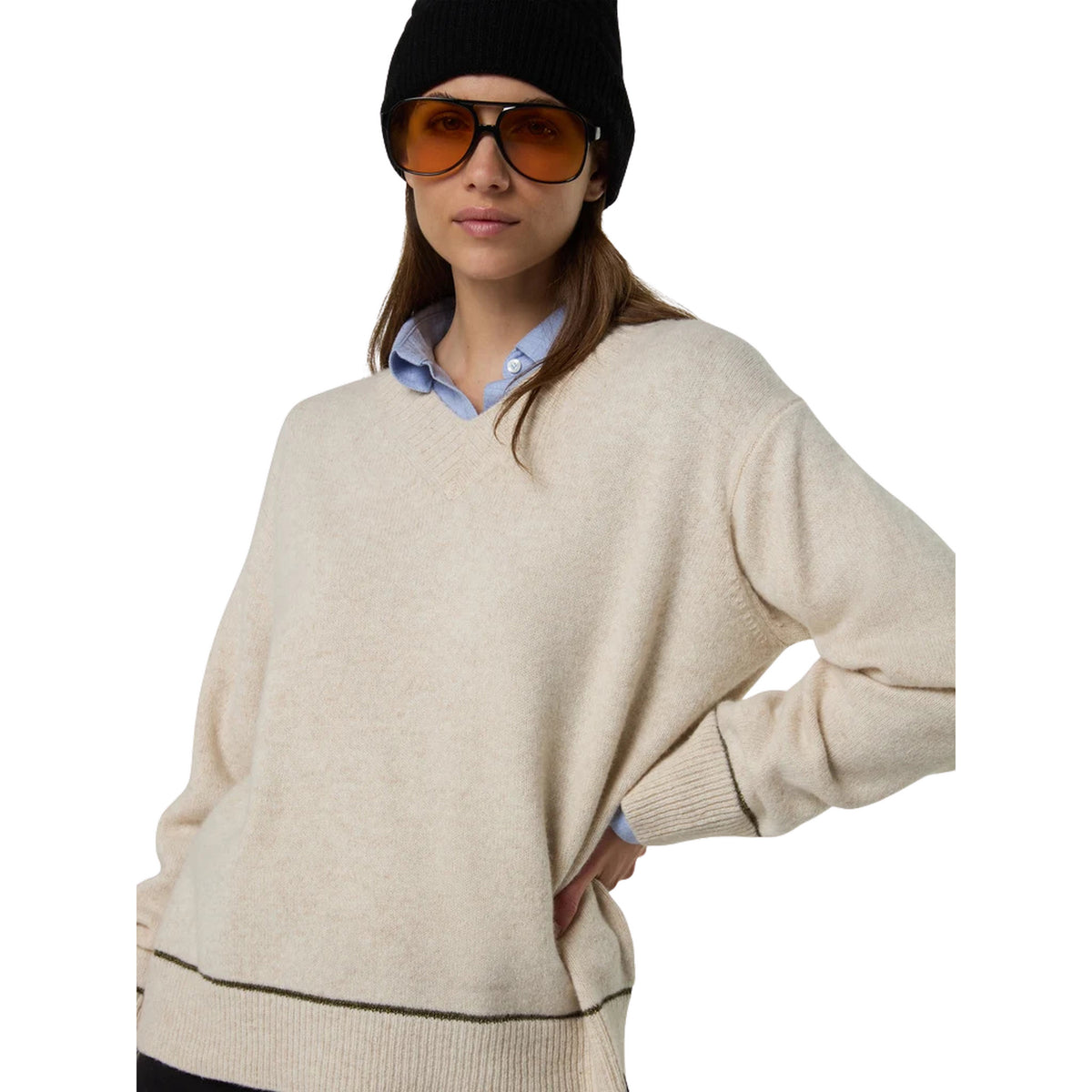 NORTH SAILS W V-NECK 7GG KNITWEAR - Beige - immagine principale