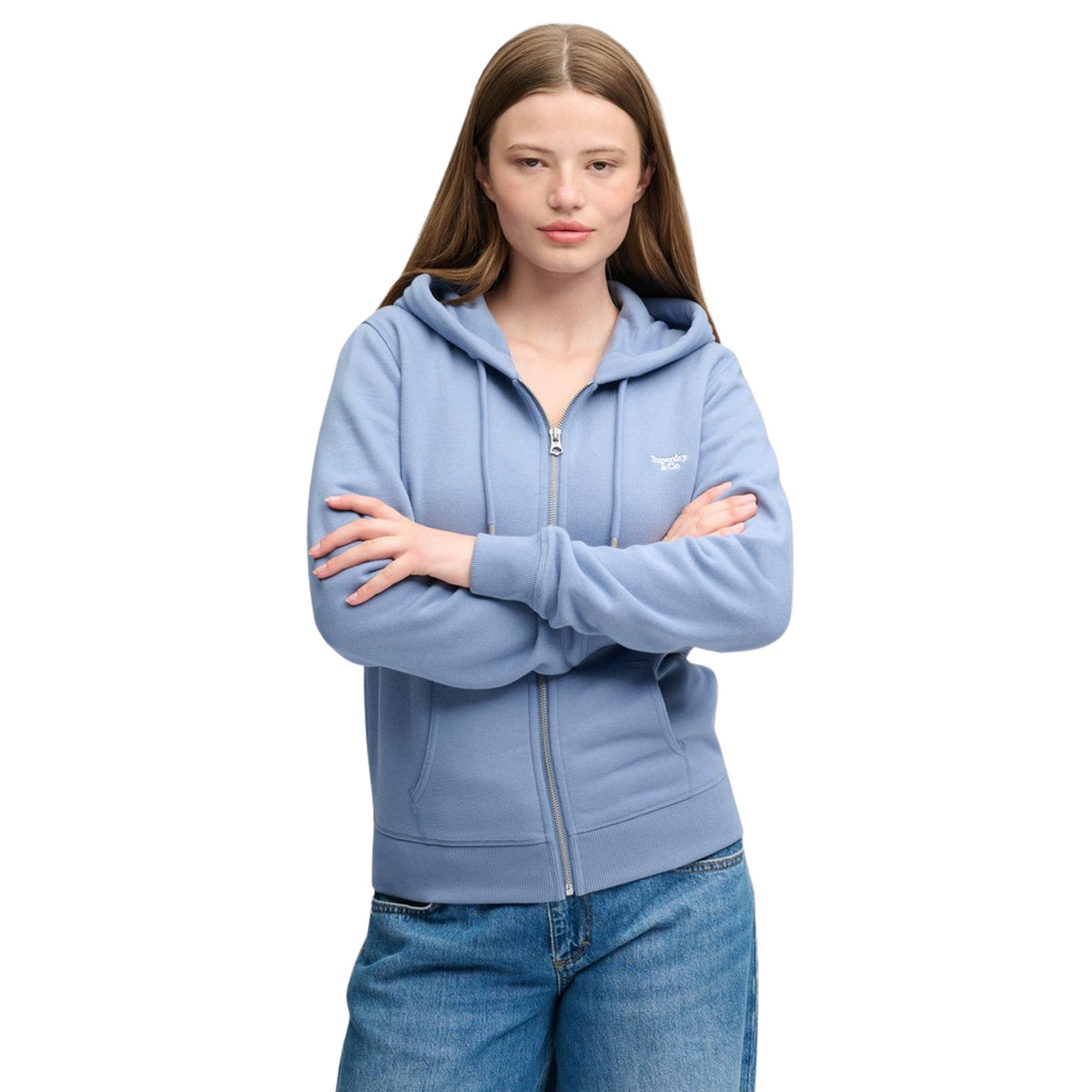SUPERDRY W SIGNATURE EMB ZIPHOOD - Azzurro - immagine principale