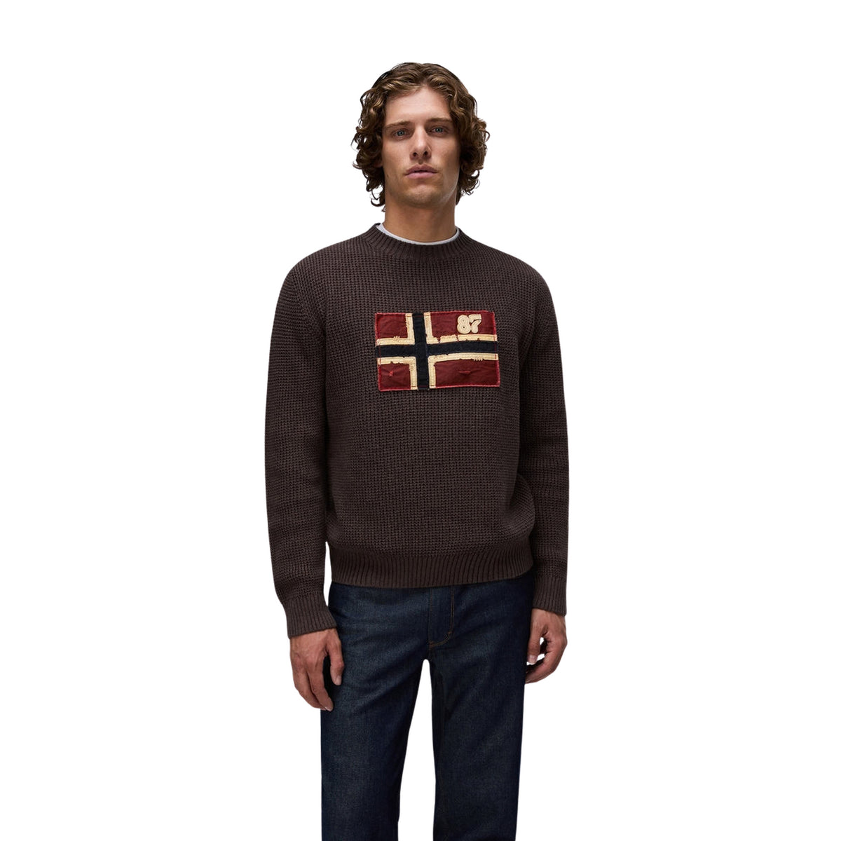 NAPAPIJRI D-ARCHIVE KNIT CREW - Marrone scuro - immagine principale
