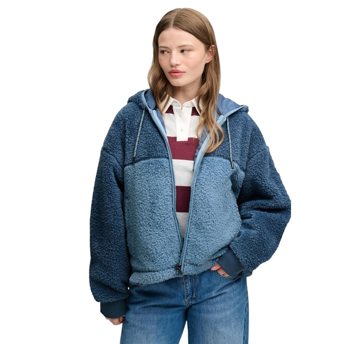 SUPERDRY WOMAN SUPER SOFT ZIPHOOD - Blu - immagine principale