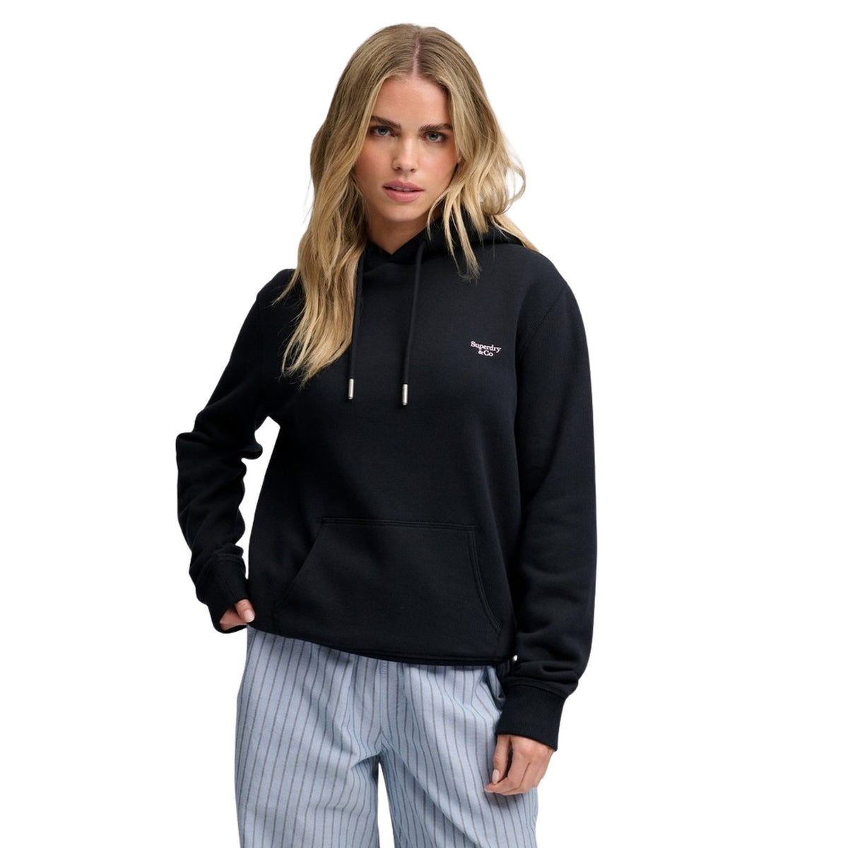 SUPERDRY WOMAN SIGNATURE EMB HOODY - Nero - immagine principale