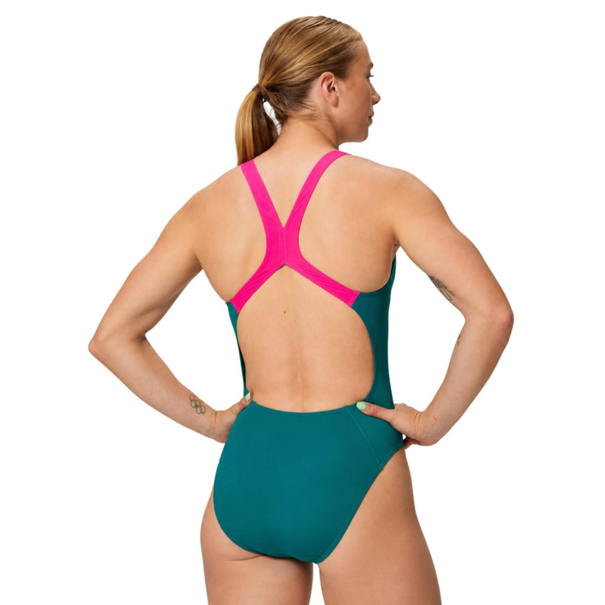 SPEEDO FEMALE SOLID POWERBACK - Verde - vista 3