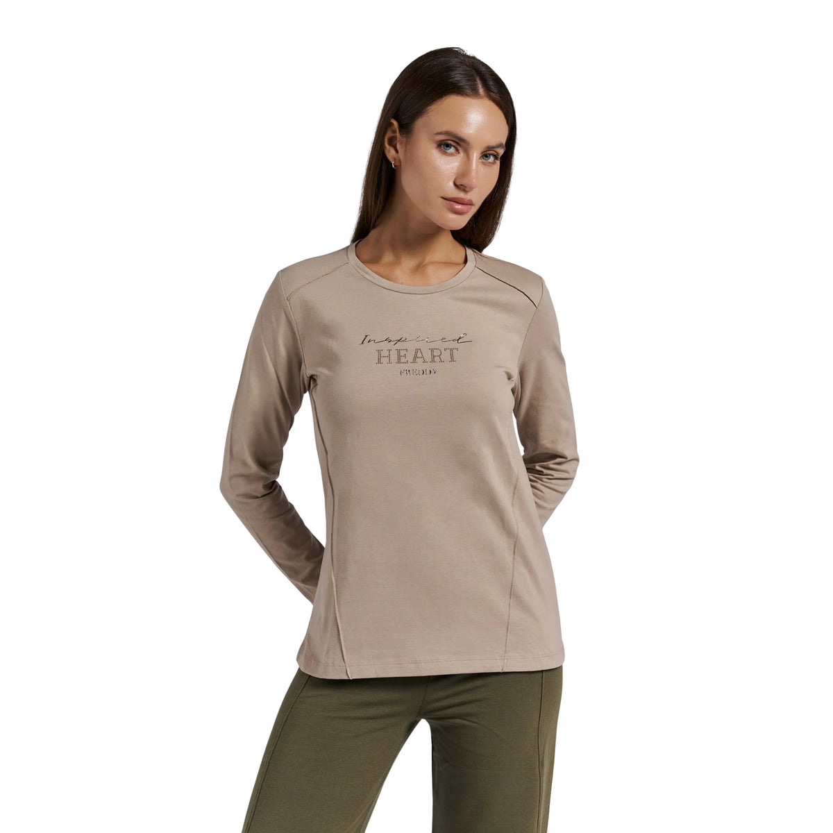 FREDDY SLOUNGE W TEE LS MODAL - Beige - immagine principale