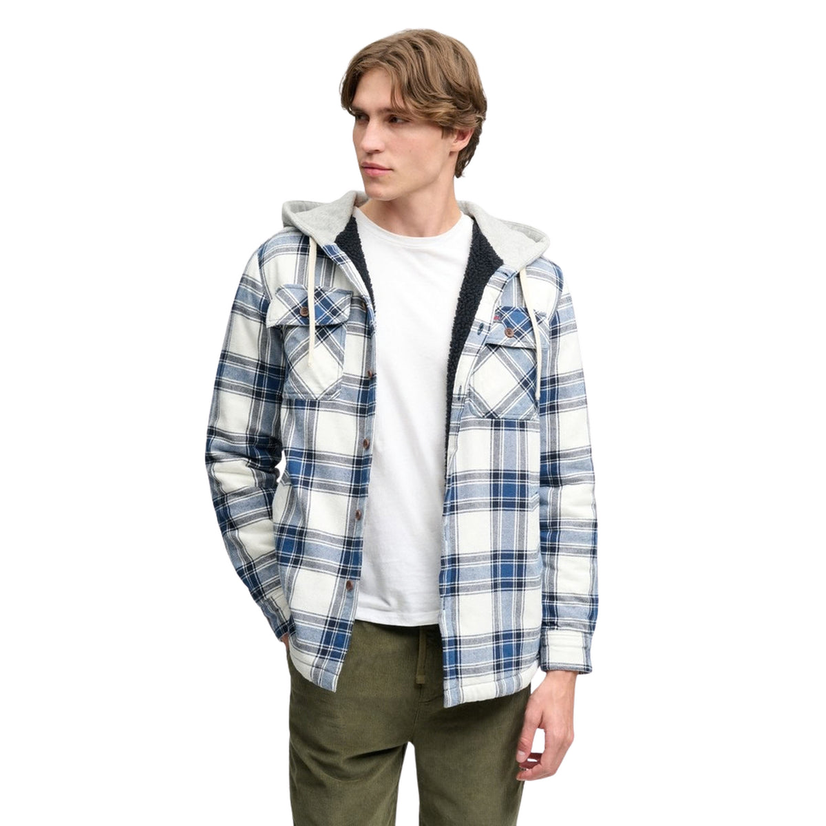 SUPERDRY BORG LINED HOOD OVERSHIRT - Bianco - immagine principale