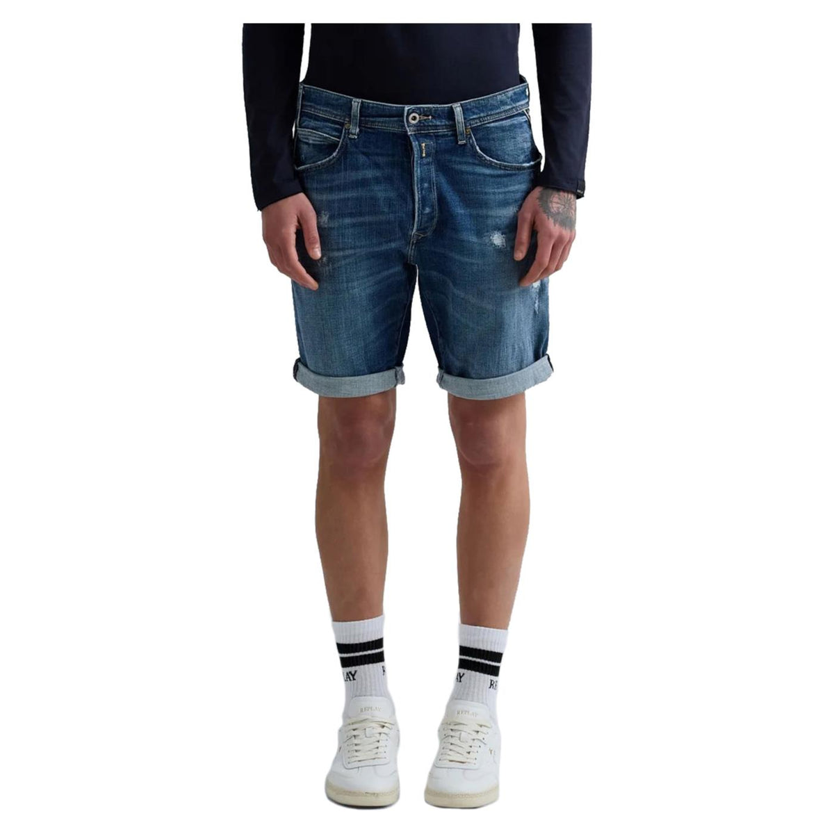 REPLAY BERMUDA IN DENIM - Denim - immagine principale
