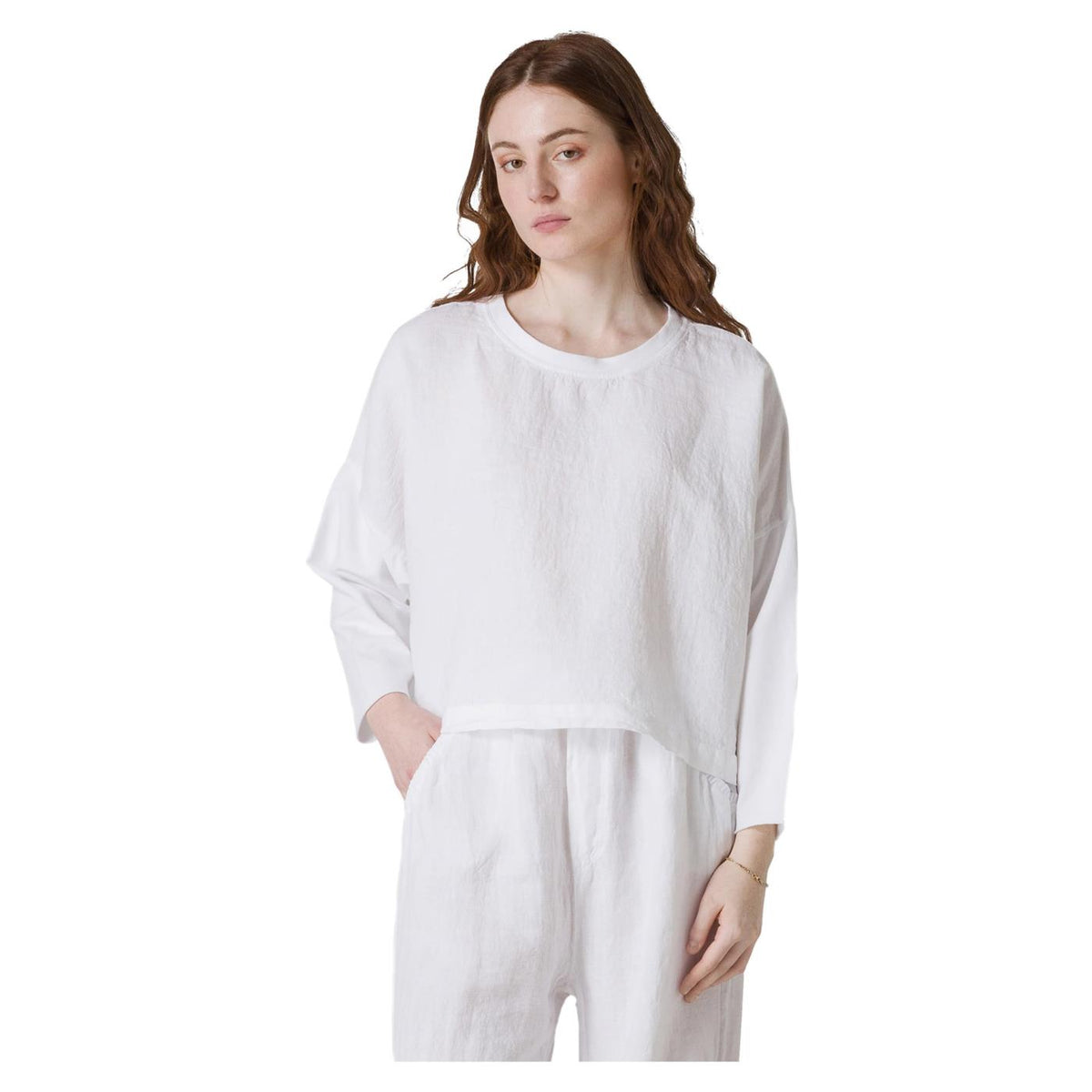 DEHA SWEATSHIRT WITH LINEN INSERT - seconda immagine