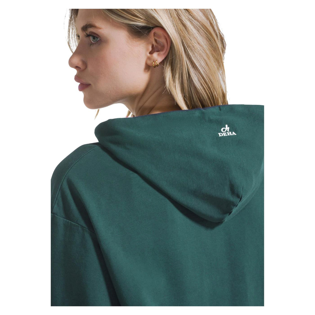 DEHA FELPA ZIP E CAPPUCCIO - Verde - vista 3