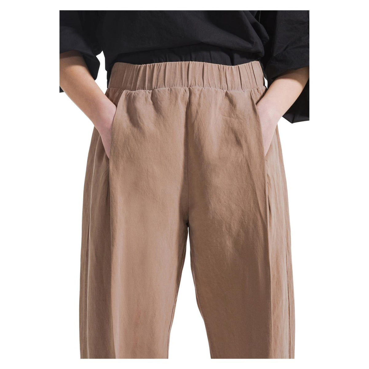 DEHA PANTALONE MISTO LINO - Marrone chiaro - vista 3
