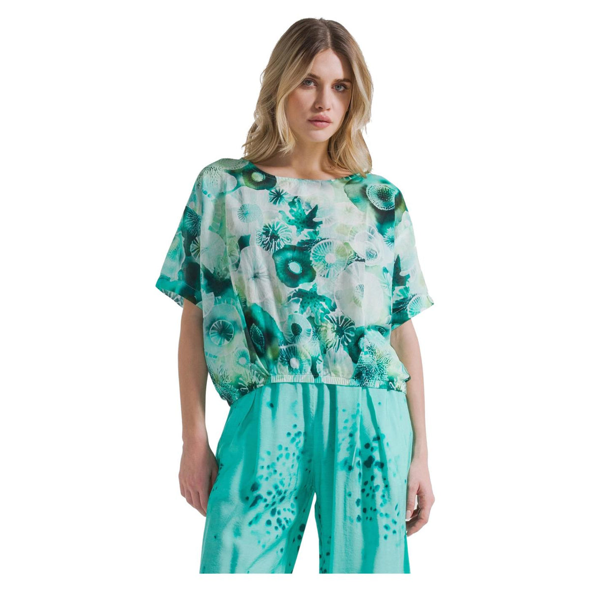 DEHA BLUSA IN MUSSOLA ALLOVER - Verde - immagine principale