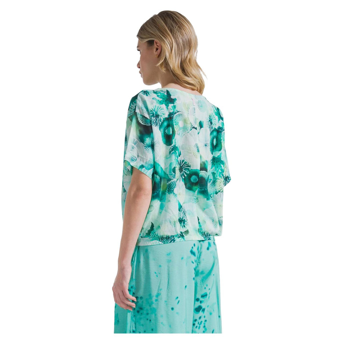 DEHA BLUSA IN MUSSOLA ALLOVER - Verde - vista 2