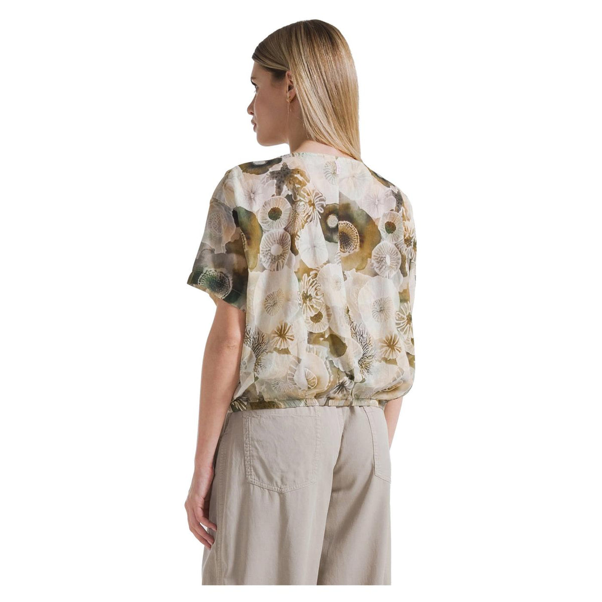 DEHA BLUSA IN MUSSOLA ALLOVER - Verde militare - vista 2