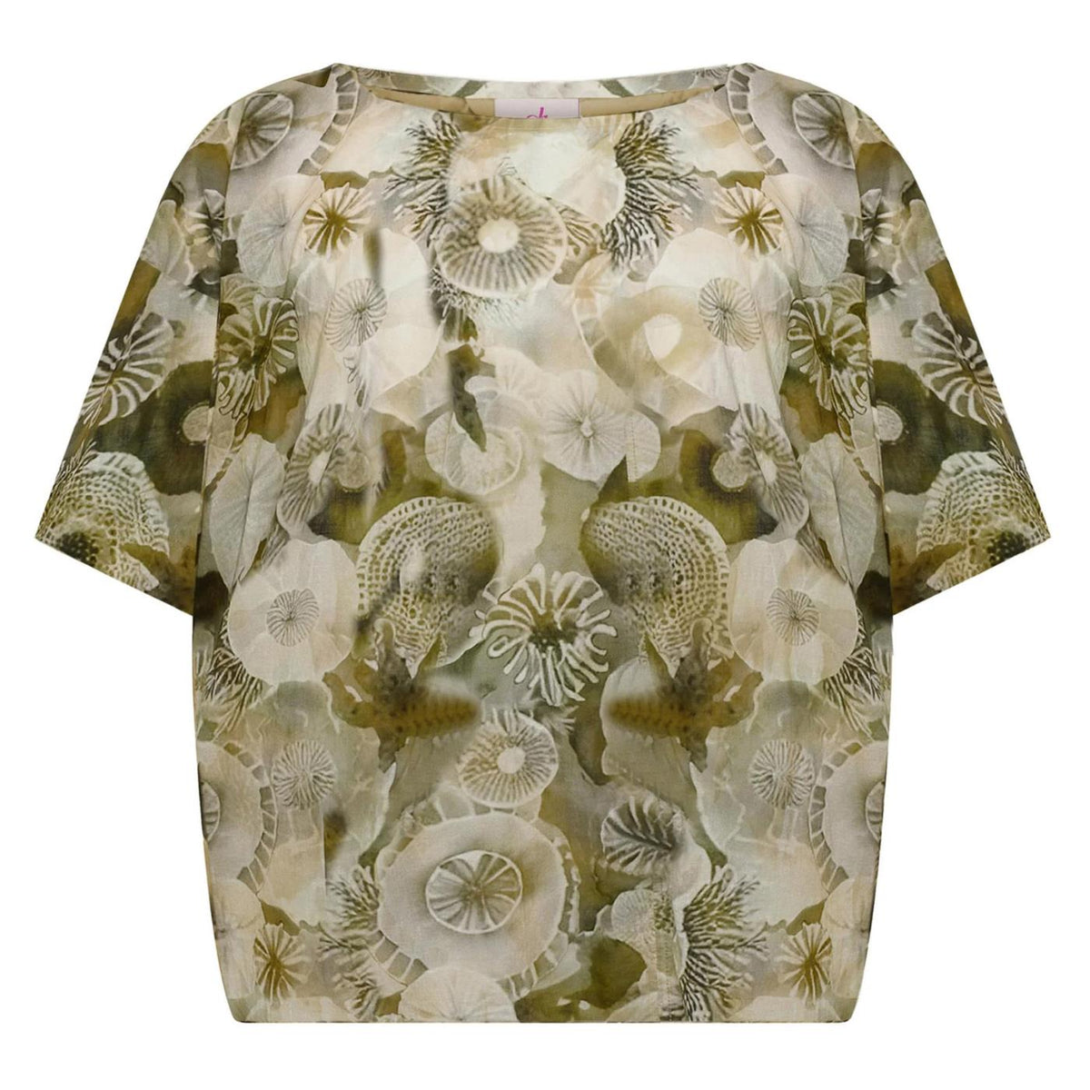 DEHA BLUSA IN MUSSOLA ALLOVER - Verde militare - vista 3