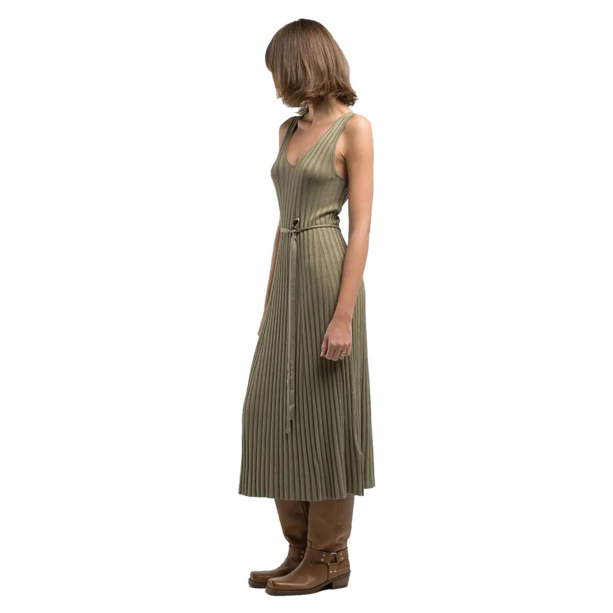 REPLAY MIDI DRESS WITH BELT