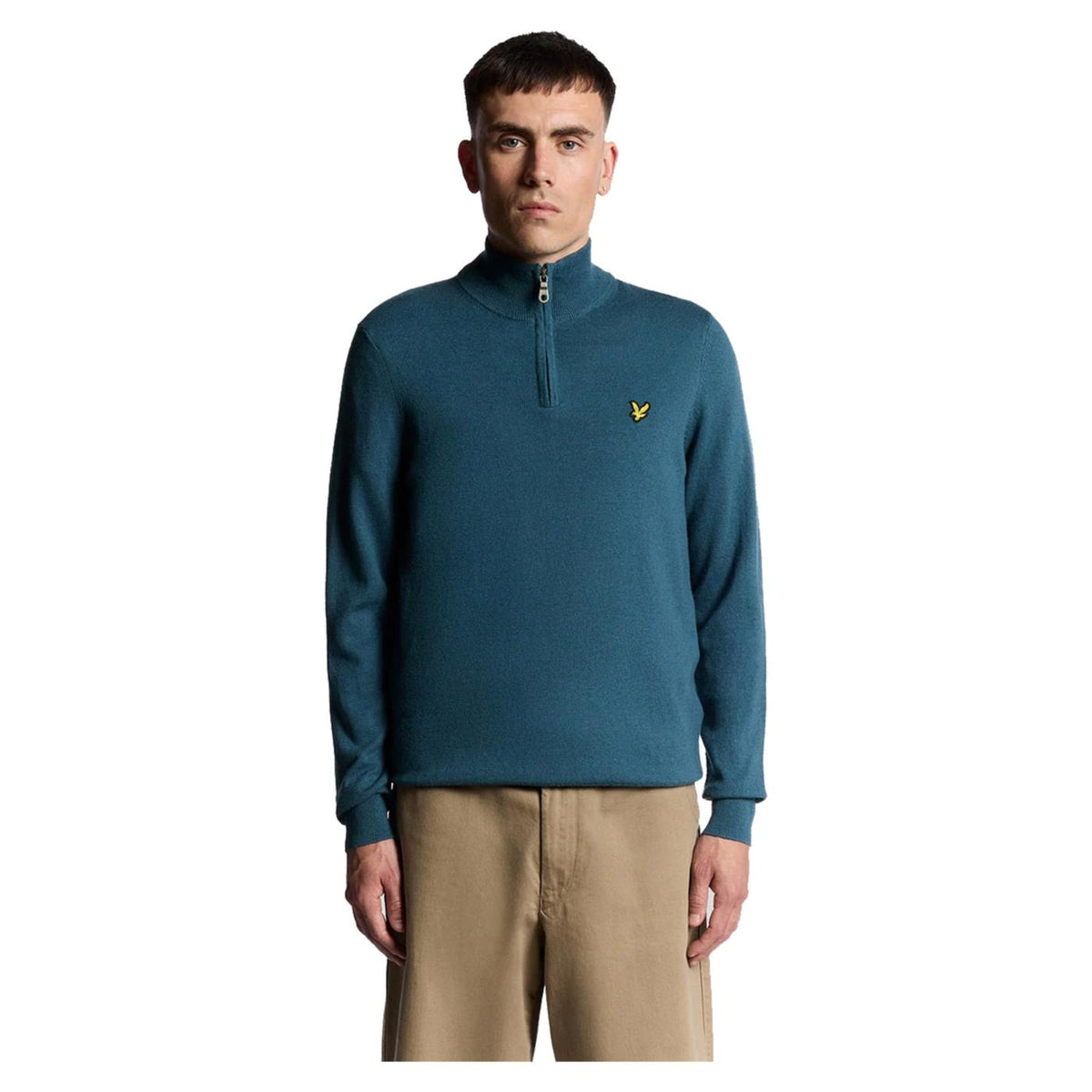 LYLE & SCOTT COTTON MERINO HALF ZIP - Azzurro - immagine principale