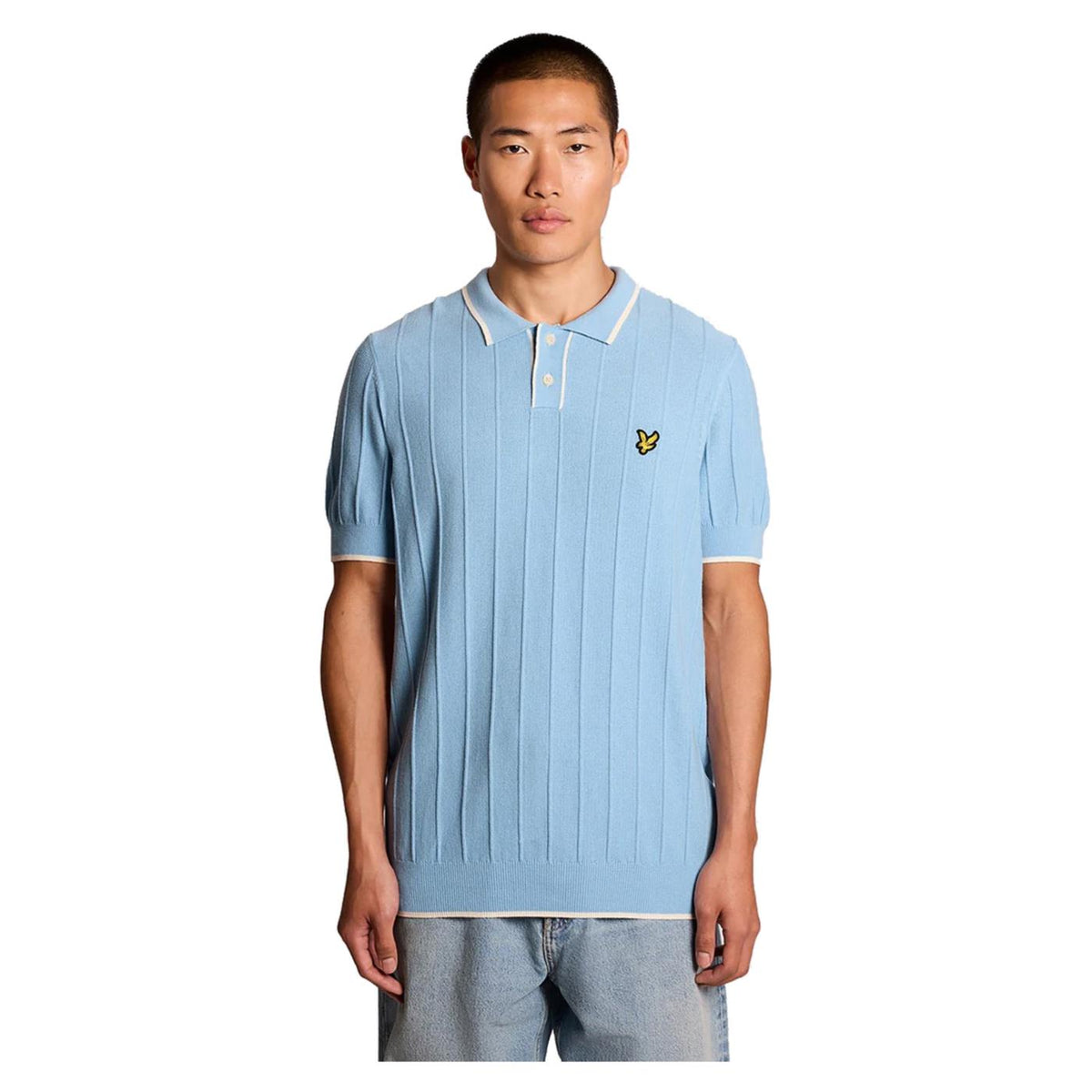 LYLE & SCOTT TIPPED PIQUE KNITTED POLO - Azzurro - immagine principale