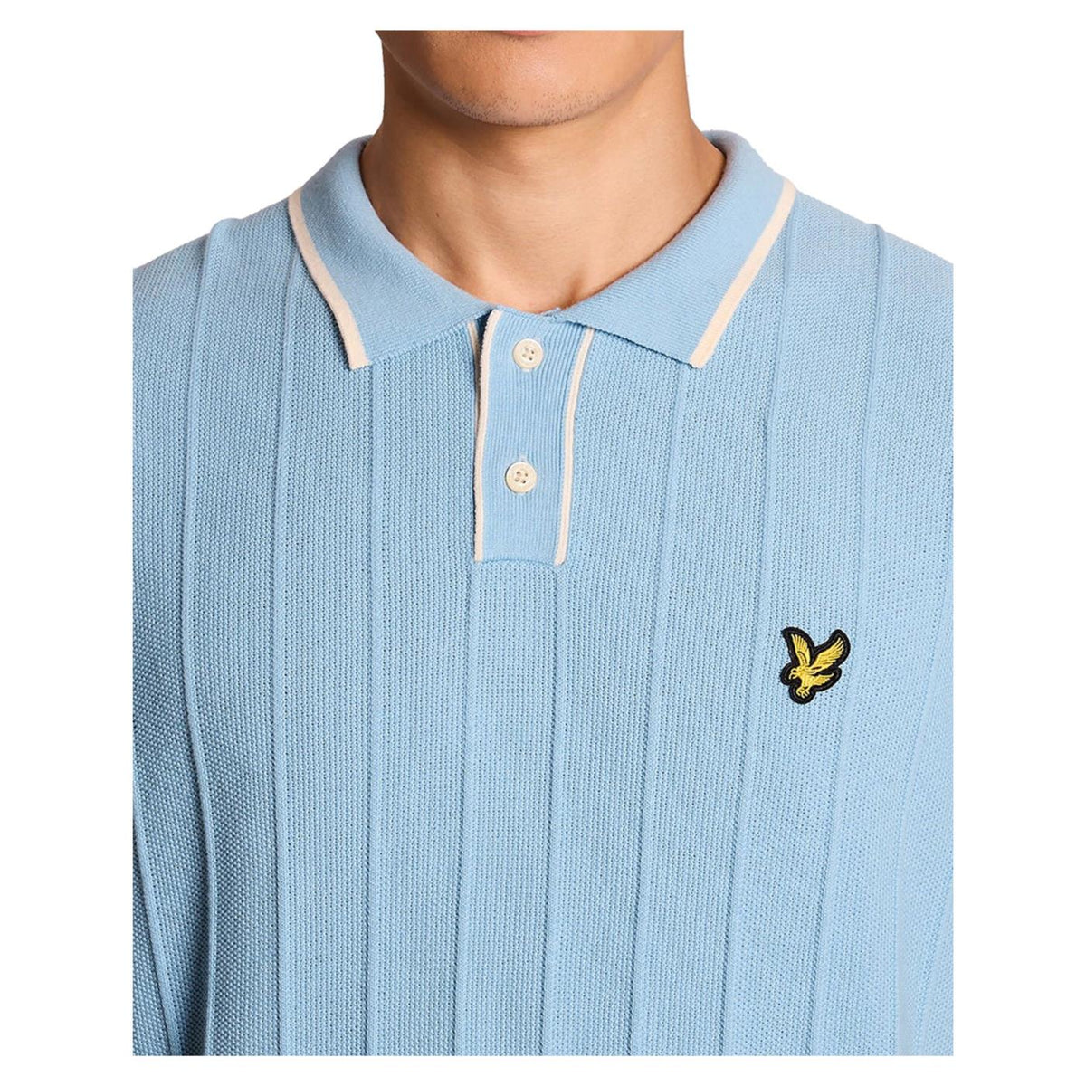 LYLE & SCOTT TIPPED PIQUE KNITTED POLO - Azzurro - vista 3