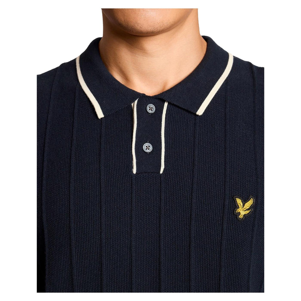 LYLE & SCOTT TIPPED PIQUE KNITTED POLO - Blu - vista 3