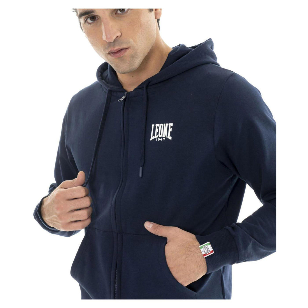 LEONE FELPA BASIC FZ CAPUCCIO - Blu - vista 3