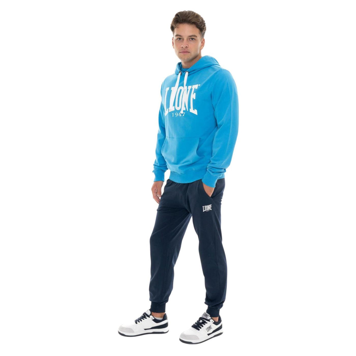 LEONE FELPA CAPPUCCIO BIG LOGO - Azzurro - vista 4