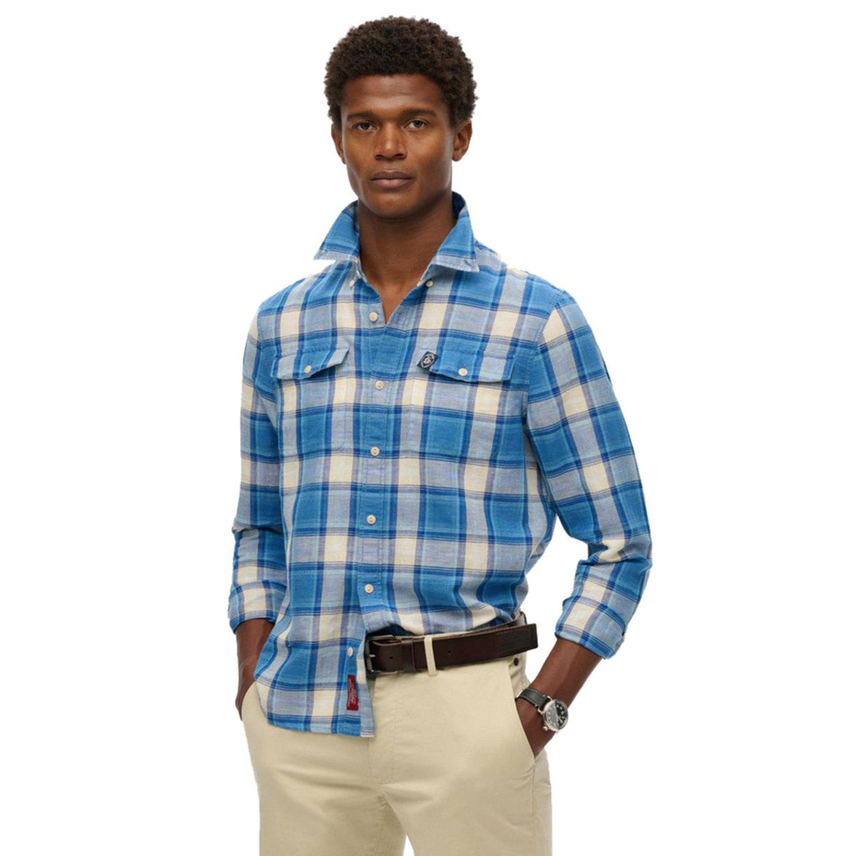 SUPERDRY MERCHANT LINEN CHECK SHIR - seconda immagine