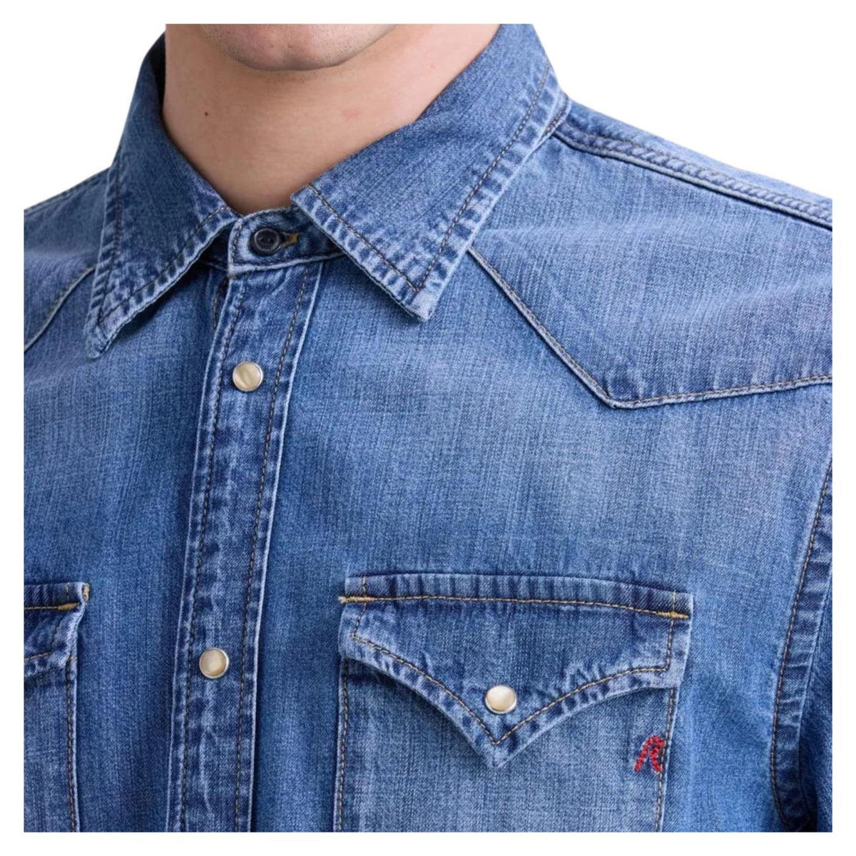 REPLAY CAMICIA WESTERN IN DENIM - Denim - vista 3