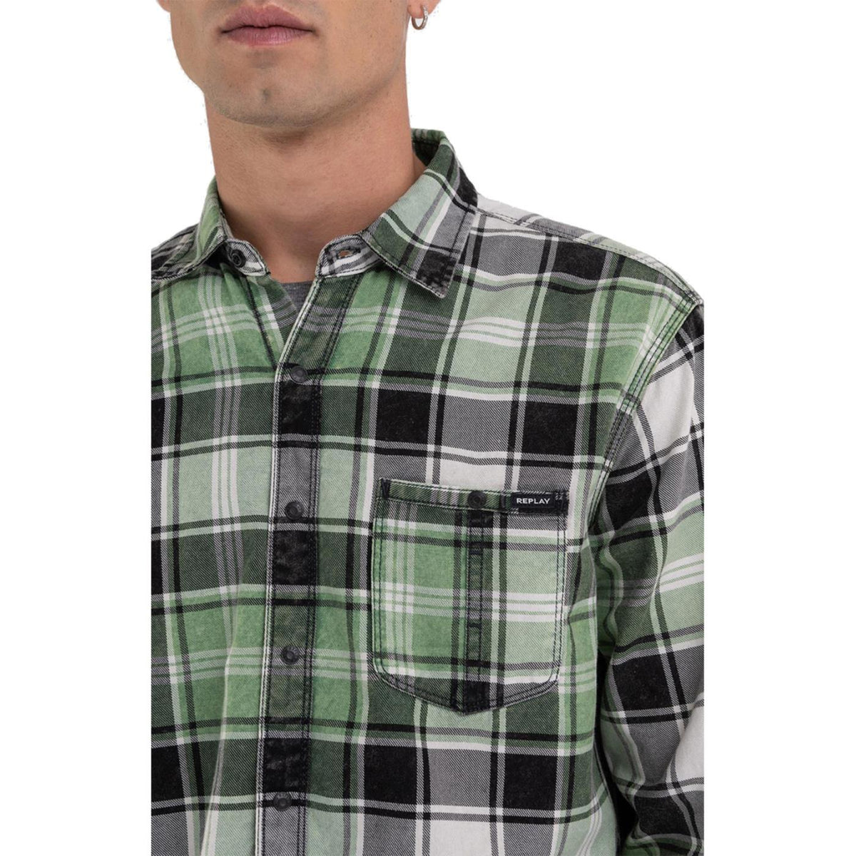 REPLAY CAMICIA UOMO - Verde - vista 3