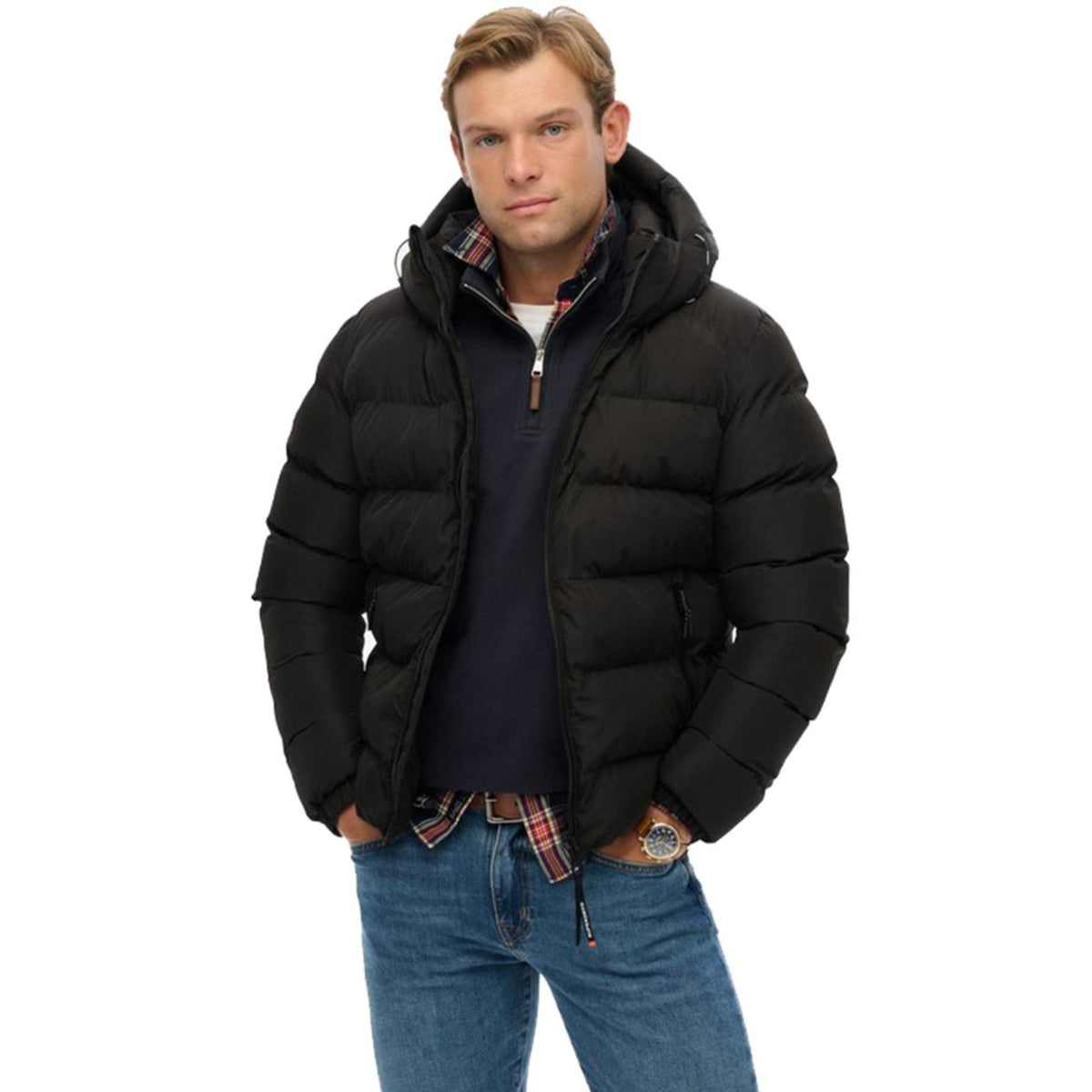SUPERDRY HOODED SPORTS PUFFER JKT - Nero - vista 2