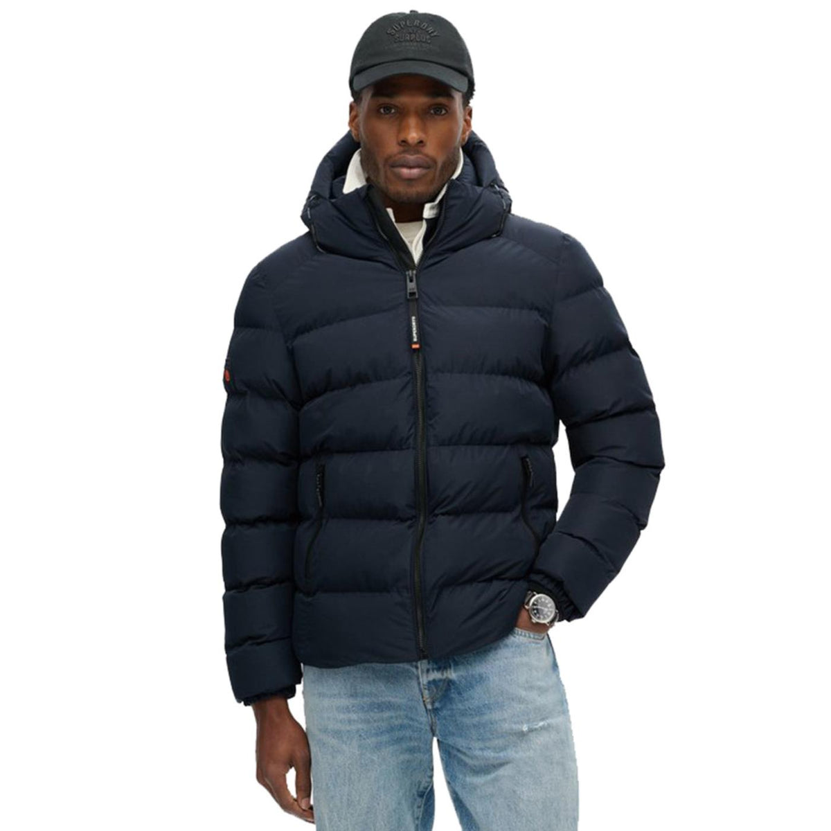 SUPERDRY HOODED SPORTS PUFFER JKT - Blu - vista 2