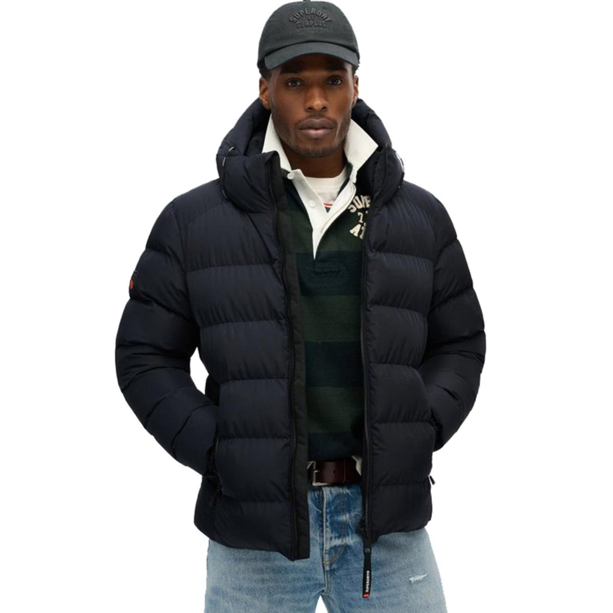 SUPERDRY HOODED SPORTS PUFFER JKT - Blu - vista 4