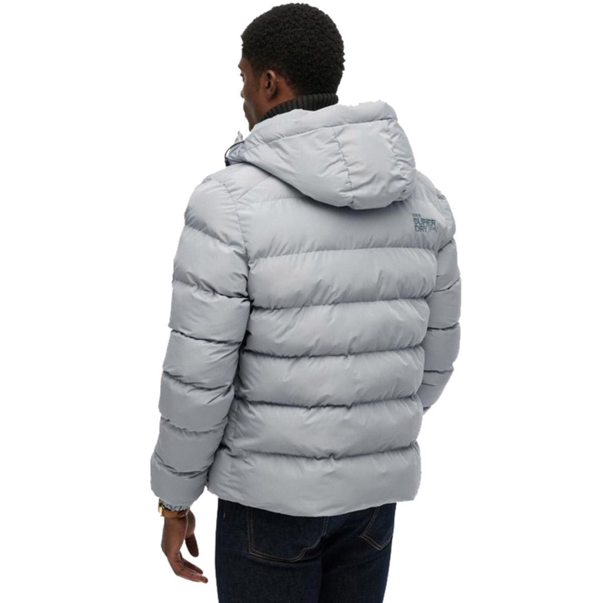 SUPERDRY HOODED SPORTS PUFFER JKT - Grigio chiaro - vista 3