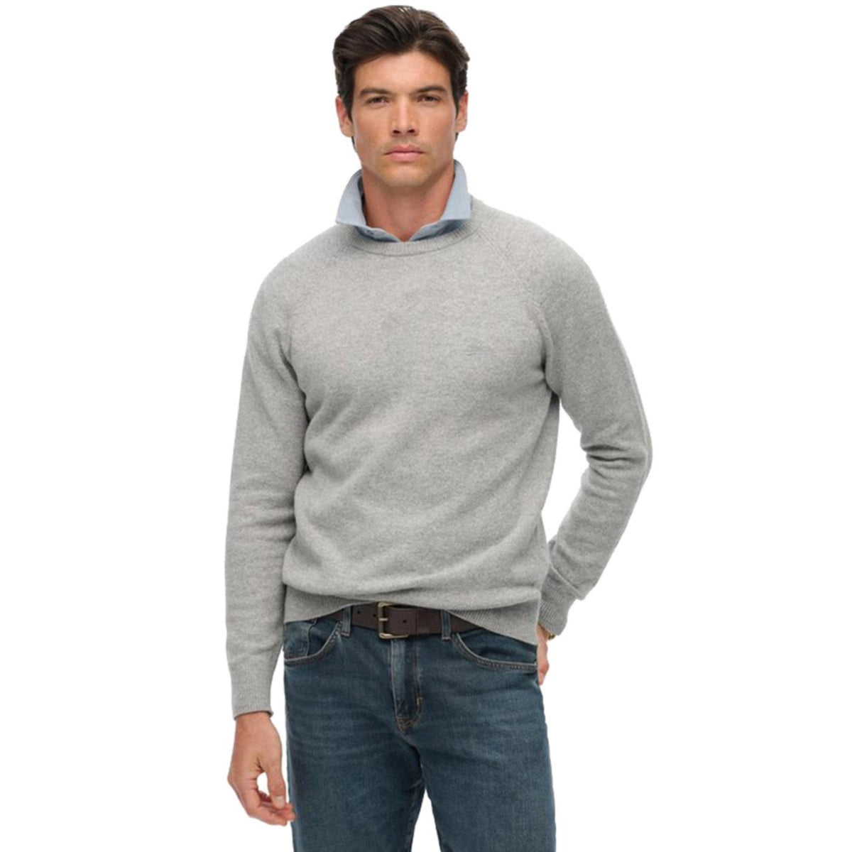 SUPERDRY WOOL BLEND JUMPER - Grigio chiaro - vista 2