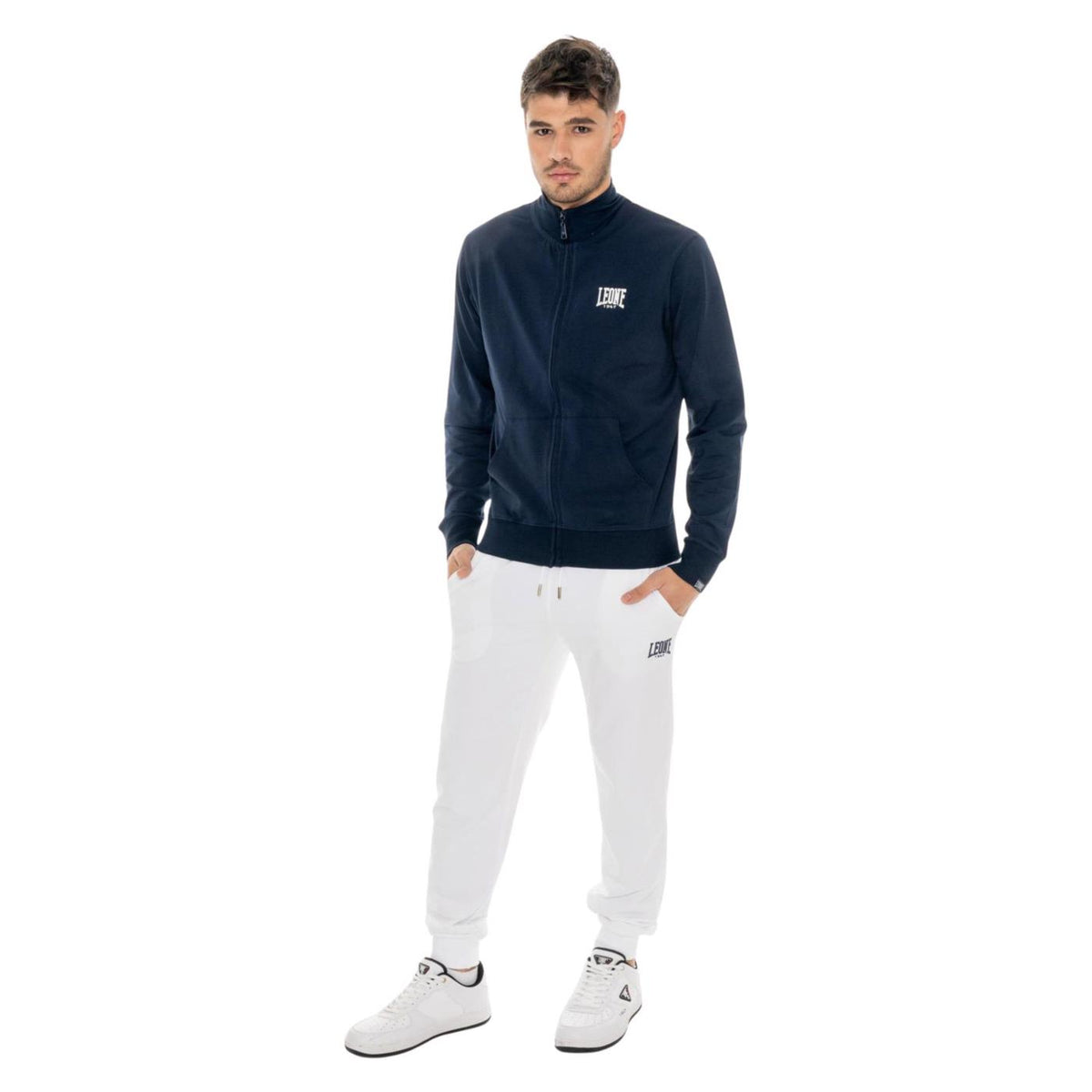 LEONE FELPA FULL ZIP SMALL LOGO - Blu - vista 4