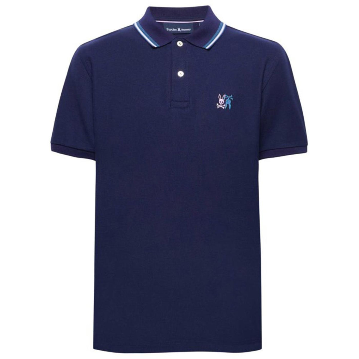 PSYCHO BUNNY CEDRIC PIQUE POLO - Blu - vista 3