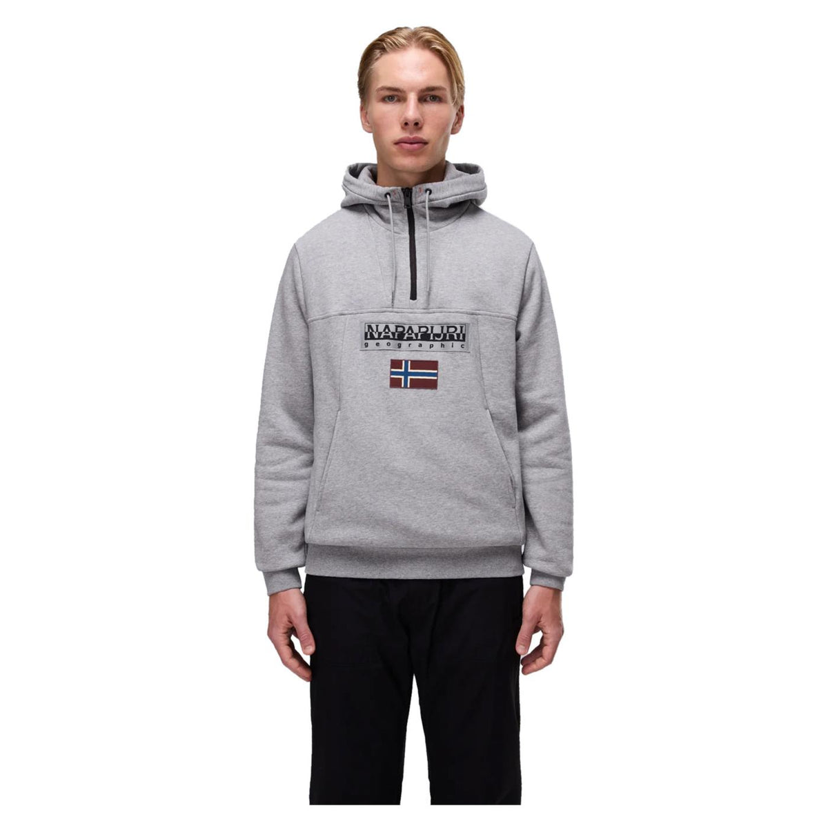 NAPAPIJRI BURGEE HALF ZIP HOOD - Grigio chiaro - vista 3