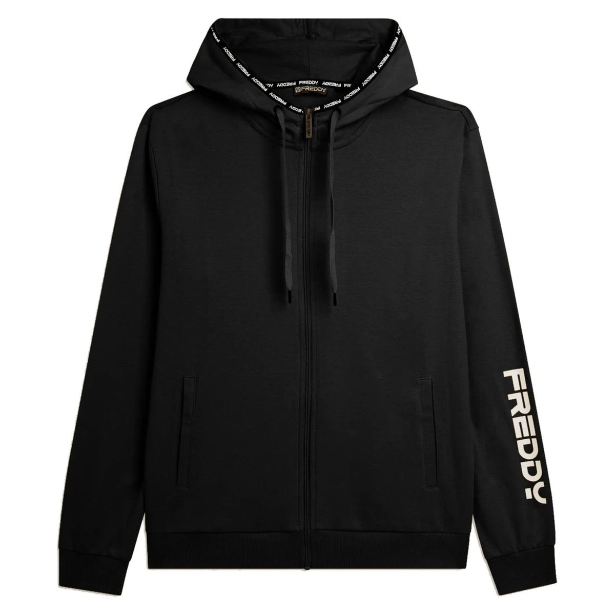 FREDDY FELPA FULL ZIP CAPPUCCIO - C1-nero - vista 3