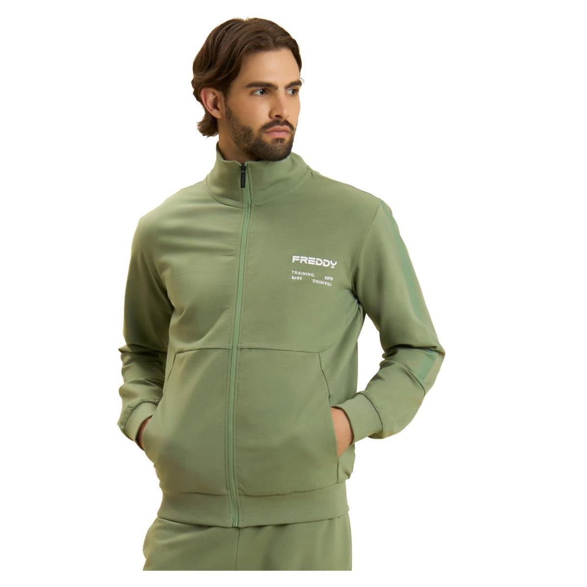FREDDY FELPA FULL ZIP STRETCH - C1-verde - immagine principale