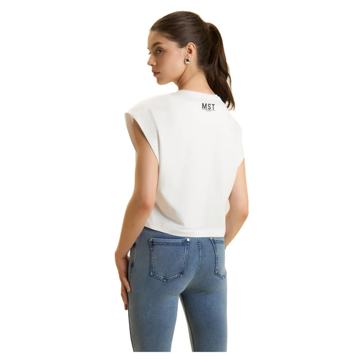 FREDDY MASTER STRETCH CROP TEE - Bianco - vista 2