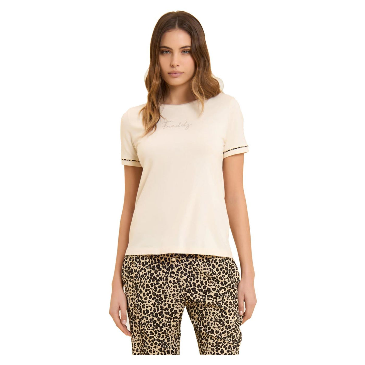 FREDDY T-SHIRT MODAL SLOUNGE - Beige - immagine principale