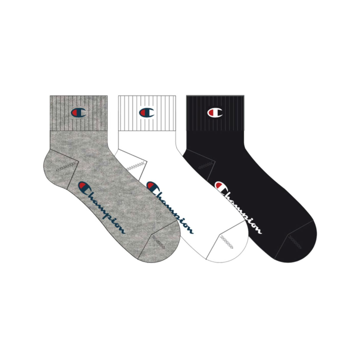 CHAMPION 3PK QUARTER SOCKS - Nero - immagine principale