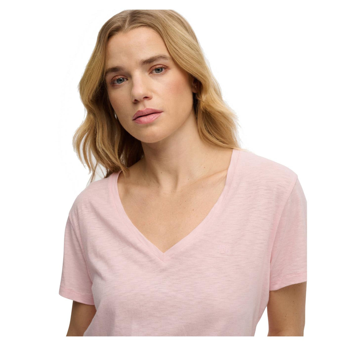 SUPERDRY STUDIOS SLUB EMB VEE TEE - Rosa - vista 3
