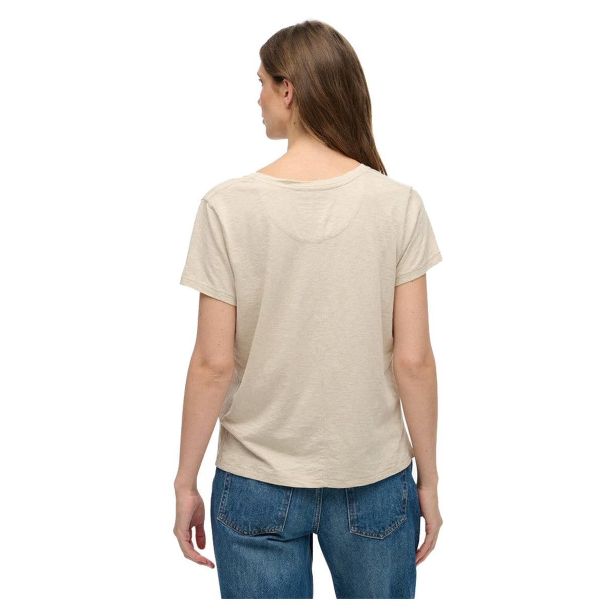 SUPERDRY STUDIOS SLUB EMB VEE TEE - Beige - vista 2